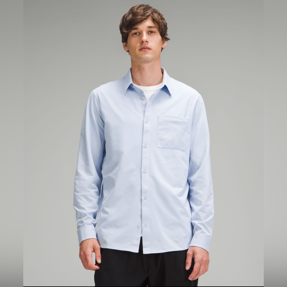 Lululemon Commission Long Sleeve Shirt Medium 
Harbor Blue / White